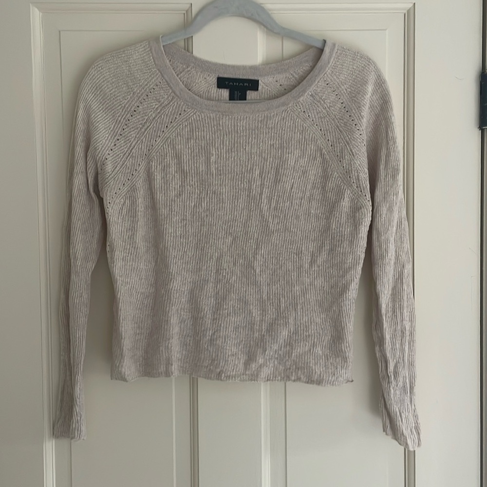 Tahari Cropped Cream Sweater
